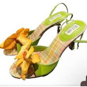 Colorful Women's Heels with Floral Accent